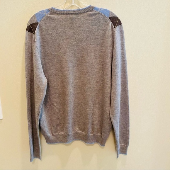Brooks Brothers Academia Italian Merino Wool Argyle Knit Sweater Gray MEDIUM - Picture 3 of 6